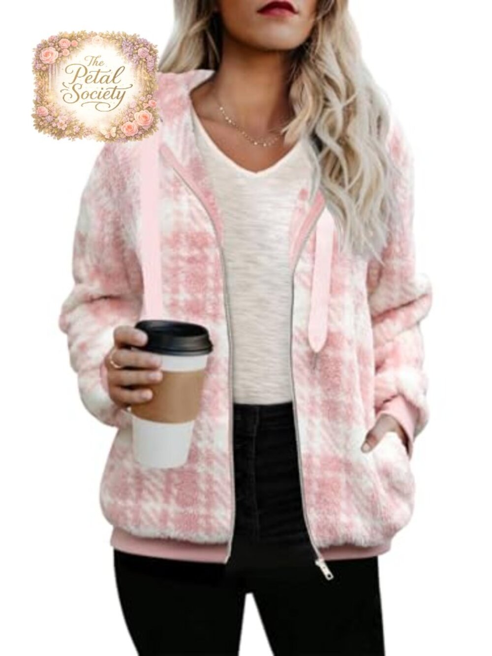 Womens Sherpa Fleece Zip Up Hoodie Oversized Fuzzy Jacket